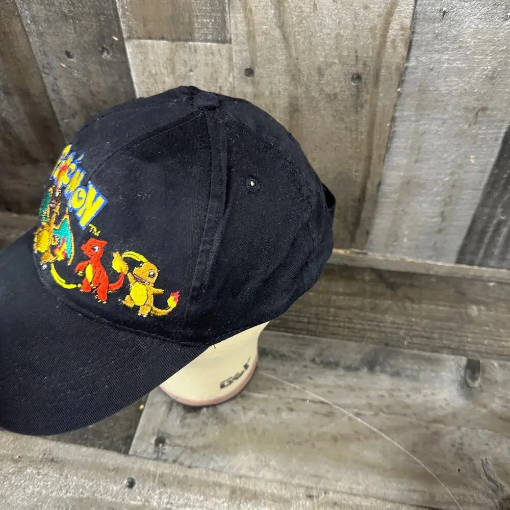 Rare Vintage Pokemon‎ Hat 00's Charizard Charmander Youth Cap Strapback Black